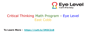 Critical Thinking Math Program - Eye Level East Cobb