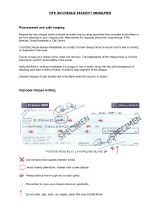 Customer Education Cheque Writing new Tips