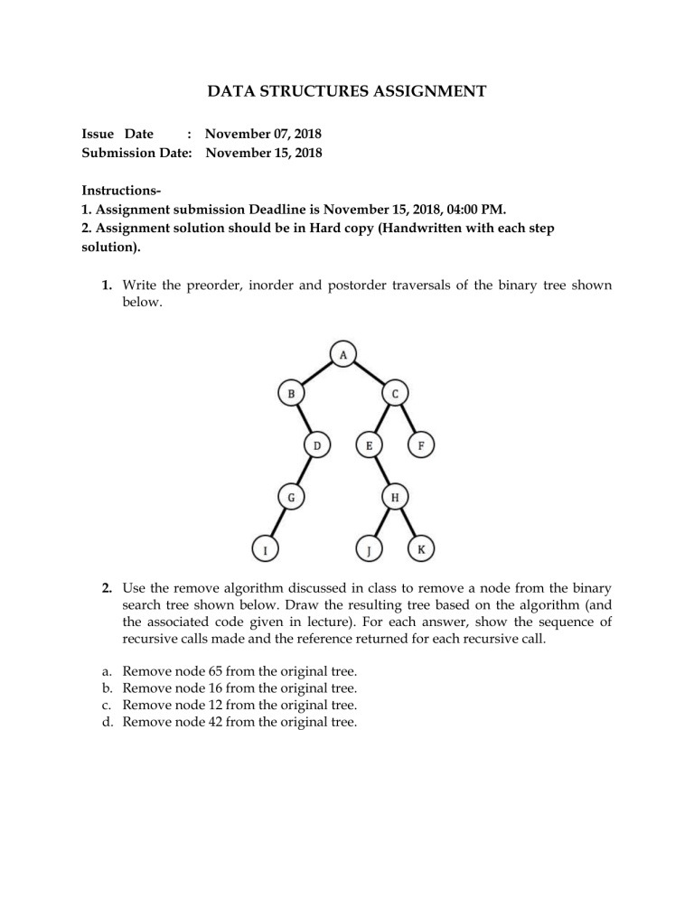 data structures assignment questions