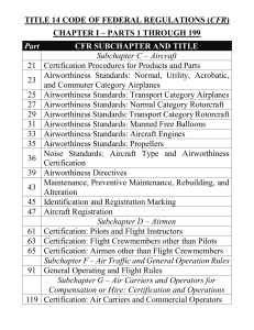14CFR, ICAO, EASA, PCAR, ATA Parts (Summary)