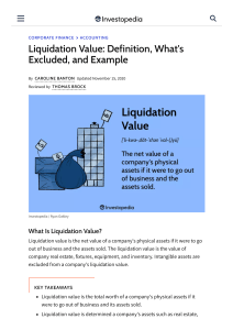 Liquidation Value  Definition, What's Excluded, and Example