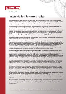 Intensidades máximas de cortocircuito admisibles en los cables eléctricos (según tiempo de duración del cc)