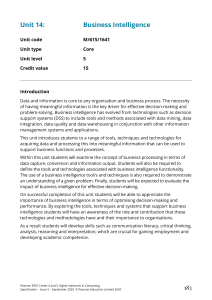 unit 14 BI specification