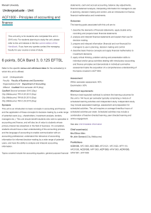 ACF1000  Principles of accounting and finance - 2015 Handbook - Monash University