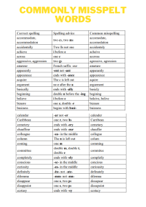 Commonly misspelt words