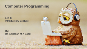 Lecture 1 C programming