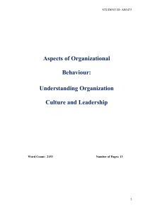 Aspects of Organizational Behaviour: Understanding Organization and Leadership