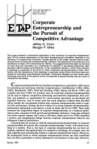 Corporate Entrepreneurship and the Pursuit of Competitive Advantage