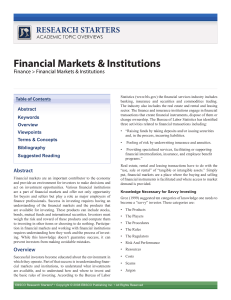 Financial Markets and Institutions