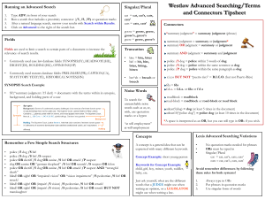 Westlaw Advanced Searching Tipsheet: Terms & Connectors