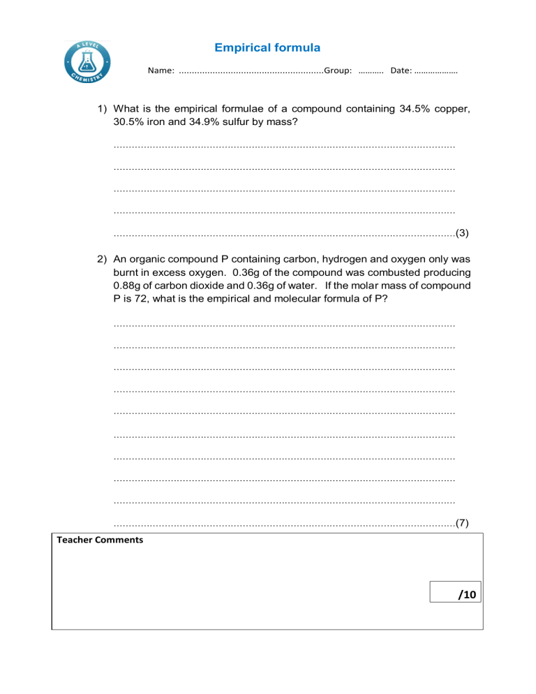 Empirical Formula Questions