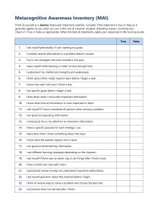 metacognitive awareness inventory