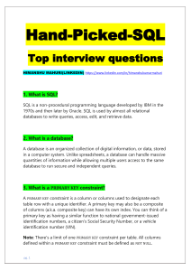 Hand-picked SQL- top interview questions 
