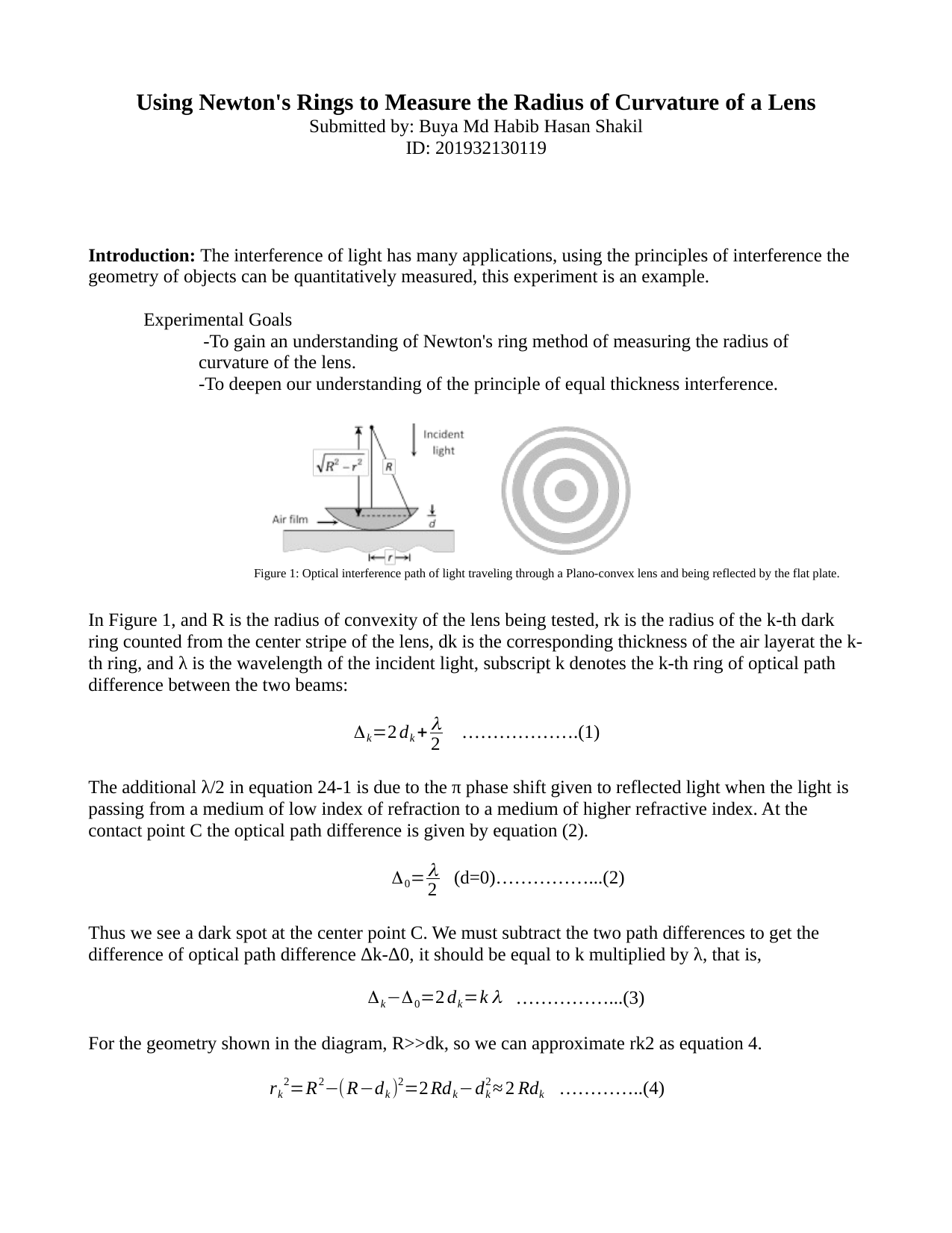 Newton's ring - II - Physics helpful lab notes - NEWTON'S RINGS - II Expt  No : Date : Aim : To - Studocu