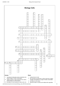 Biology Cells Crossword Puzzle