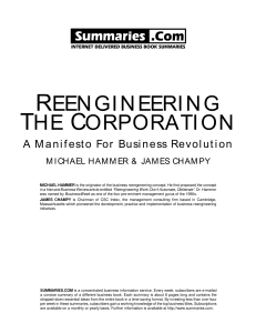 REENGINEERING THE CORPORATION A Manifest