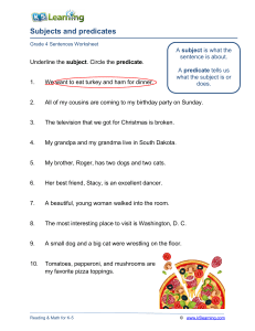 2nd form rsubject-predicate exercise with answers