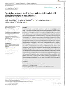 Ecology and Evolution - 2022 - Buckingham - Population genomic analyses support sympatric origins of parapatric morphs in a