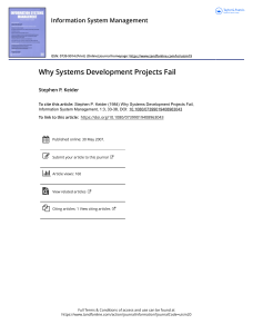 Why Systems Development Projects Fail
