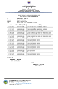 MONTHLY ACCOMPLISHMENT REPORT