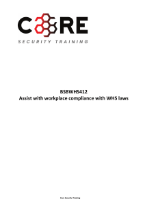 BSBWHS412 Assist with workplace compliance with WHS laws