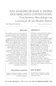 Ana Maria Fontenele - Das análises de Bain à Teoria dos Mercados Contestáveis - uma inversão metodológica na construção de um modelo-sintese