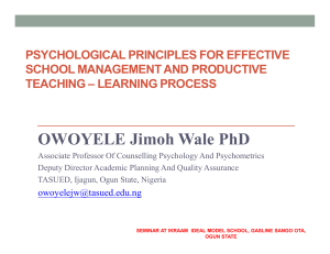 PSYCHOLOGICAL PRINCIPLES FOR EFFECTIVE SCHOOL MANAGEMENT AND PRODUCTIVE