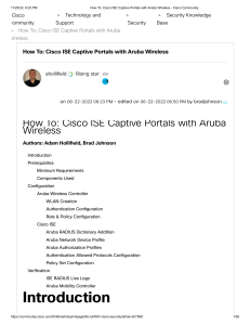How To  Cisco ISE Captive Portals with Aruba Wireless - Cisco Community