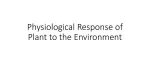Physiological Response of Plant to the Environment