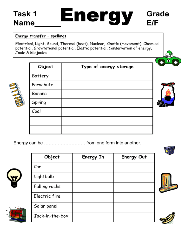 energy worksheet grade 7