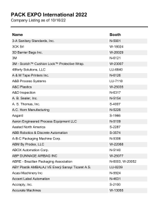 PACKEXPO22 Exhibitor List 10-16-2022