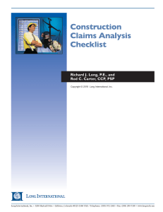 Long Intl Construction Claims Analysis Checklist