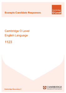 English 1123 O Level Example Candidate Responses