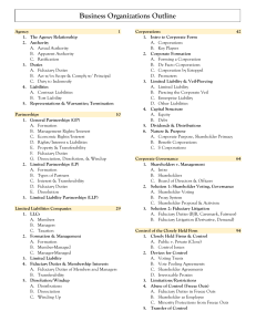 Bus Orgs Table of Contents