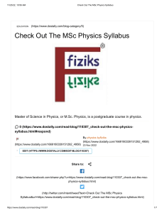 MSc Physics Syllabus