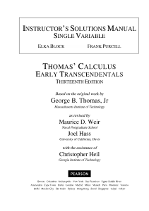 George B. Thomas , Maurice D. Weir , Joel R. Hass - Instructor's Solutions Manual to Thomas' Calculus  Early Transcendentals, 13th Edition-Pearson (2013)