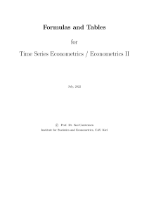 Formulary Time Series Econometrics