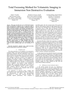 11D-2 Total Focussing Method for Volumetric Imaging in Immersion Non Destructive Evaluation (1)