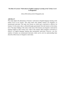 The Role of Learners’ Motivation in English Language Learning at the Tertiary Level  in Bangladesh