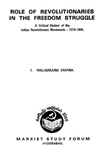 Role of Revolutionaries in the Freedom Struggle Mallikarjun Sharma