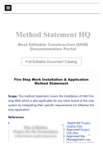 Fire Stop Work Installation & Application Method Statement – Method Statement HQ - SEALANT WORKS