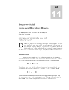 Ionic & Covalent Bonds: Sugar vs. Salt Lab