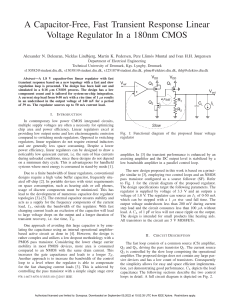 A capacitor-free fast transient response linear voltage regulator in a 180nm CMOS