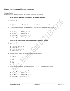 Chapter 8 Arithmetic and Geometric sequences