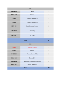 Maritime Studies Course Curriculum