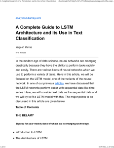 A Complete Guide to LSTM Architecture and its Use in Text Classification