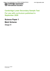 Science Stage 8 Sample Paper 1 Mark Scheme tcm143-595704