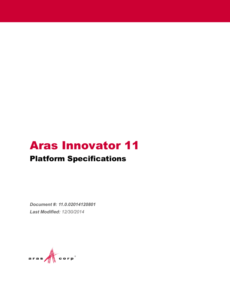 Aras Innovator 11.0 Platform Specifications