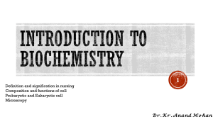 Introduction to Biochemistry: Nursing & Cell Biology