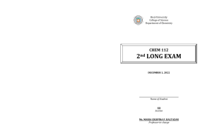 CHEM 112 2nd Long Exam Cover Page Blank